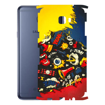 Samsung M/F/Note/Flip and C Phone Skins (All Models) - Pacific Doodle Art - 3D Embossed Finish (L-120) Samsung Galaxy C7 Pro