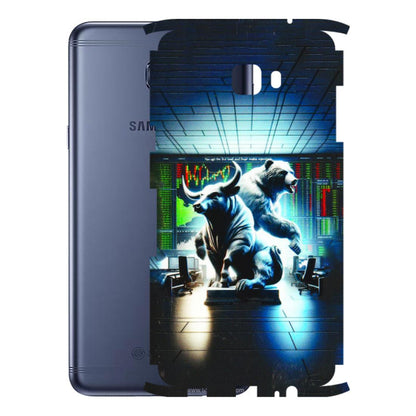Samsung M/F/Note/Flip and C Phone Skins (All Models) - Stock Market Sensex Bear vs Bulls - 3D Embossed Finish (L-15) Samsung Galaxy C7 Pro