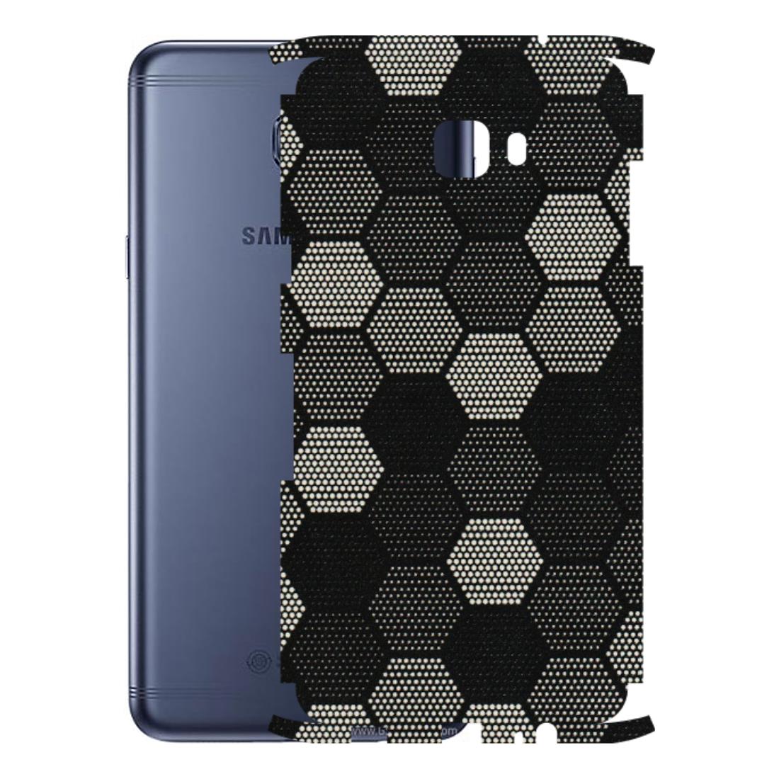 Samsung M/F/Note/Flip and C Phone Skins (All Models) - Black & White Dotted Honeycomb Texture - 3D Embossed Finish (L-202) Samsung Galaxy C7 Pro