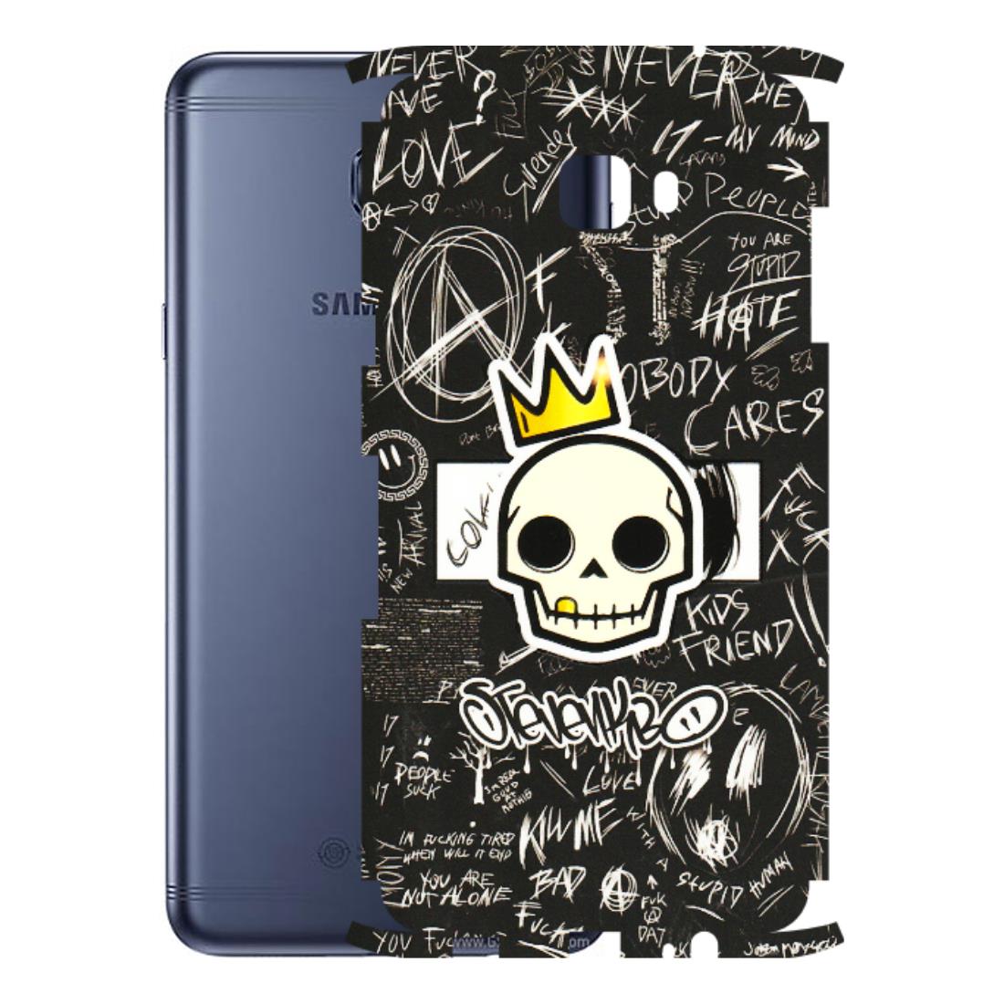 Samsung M/F/Note/Flip and C Phone Skins (All Models) - Funny Skull Black Chalk Grafitti - 3D Embossed Finish (L-22) Samsung Galaxy C7 Pro