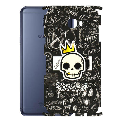 Samsung M/F/Note/Flip and C Phone Skins (All Models) - Funny Skull Black Chalk Grafitti - 3D Embossed Finish (L-22) Samsung Galaxy C7 Pro