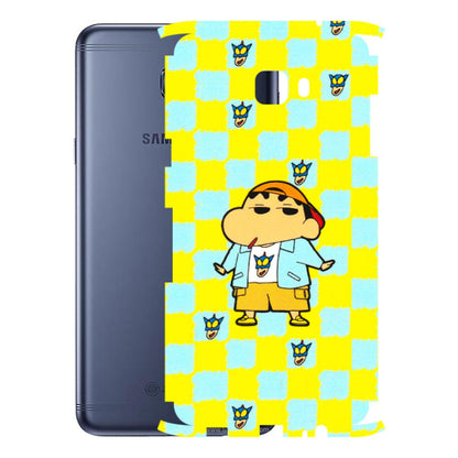 Samsung M/F/Note/Flip and C Phone Skins (All Models) - Yellow Blue Shinchan Cute - 3D Embossed Finish (L-221) Samsung Galaxy C7 Pro