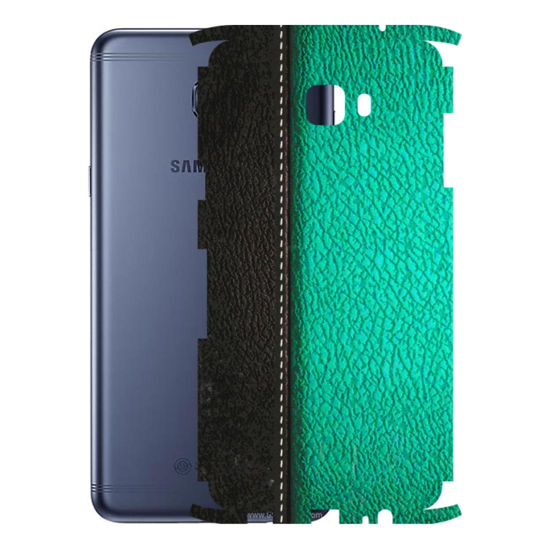 Samsung M/F/Note/Flip and C Phone Skins (All Models) - Black Green Dual Leather Stich - 3D Embossed Finish (L-233) Samsung Galaxy C7 Pro