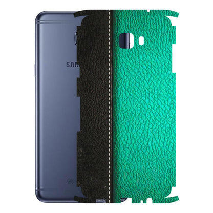 Samsung M/F/Note/Flip and C Phone Skins (All Models) - Black Green Dual Leather Stich - 3D Embossed Finish (L-233) Samsung Galaxy C7 Pro