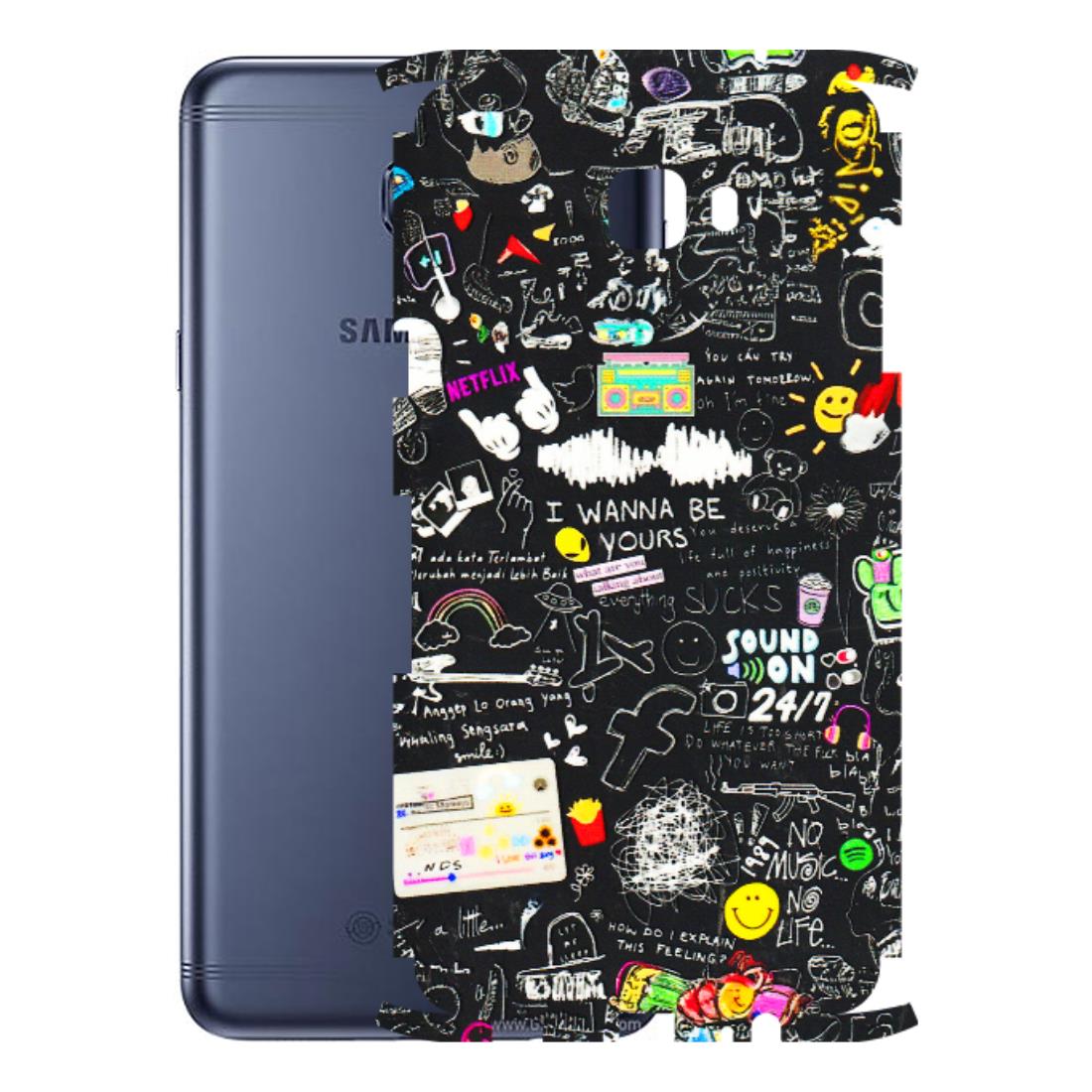 Samsung M/F/Note/Flip and C Phone Skins (All Models) - Black Creatives Doodles - 3D Embossed Finish (L-311) Samsung Galaxy C7 Pro