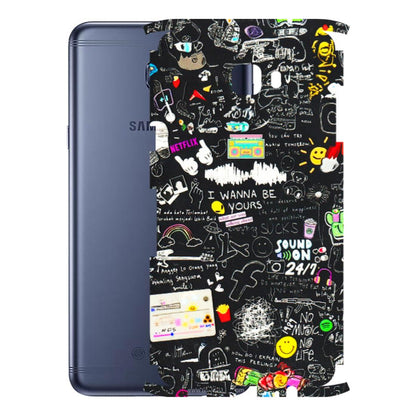 Samsung M/F/Note/Flip and C Phone Skins (All Models) - Black Creatives Doodles - 3D Embossed Finish (L-311) Samsung Galaxy C7 Pro