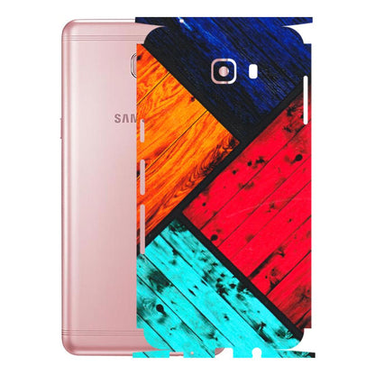 Samsung M/F/Note/Flip and C Phone Skins (All Models) - Colourful Wood Panels Abstract - 3D Embossed Finish (L-09) Samsung Galaxy C9 Pro