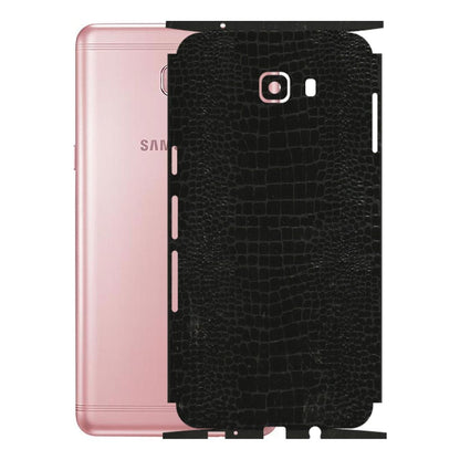Samsung M/F/Note/Flip and C Phone Skins (All Models) - Snake Leather Black - 3D Embossed Finish (L-107) Samsung Galaxy C9 Pro