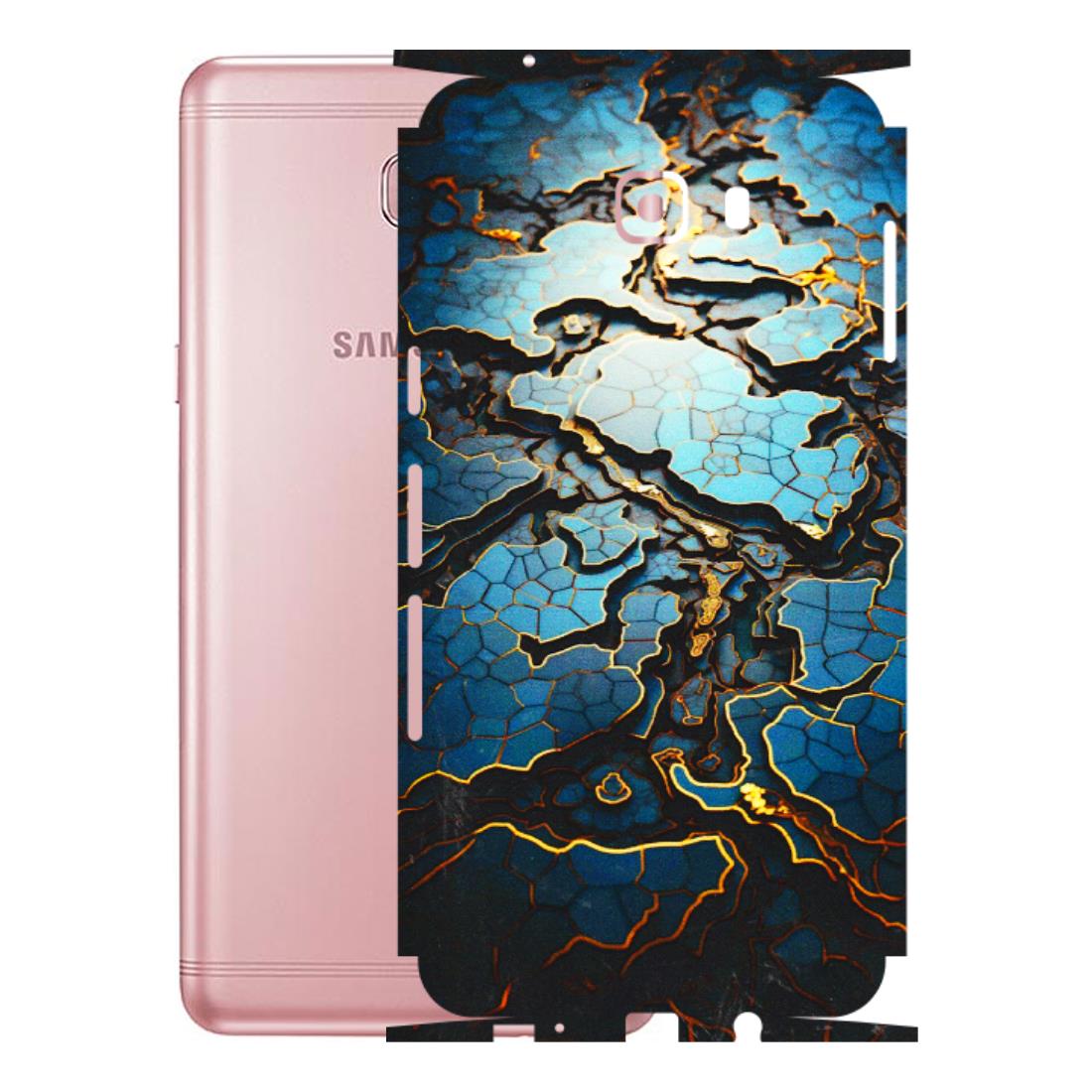 Samsung M/F/Note/Flip and C Phone Skins (All Models) - Blue Gold Abstract - 3D Embossed Finish (L-11) Samsung Galaxy C9 Pro