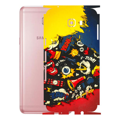 Samsung M/F/Note/Flip and C Phone Skins (All Models) - Pacific Doodle Art - 3D Embossed Finish (L-120) Samsung Galaxy C9 Pro