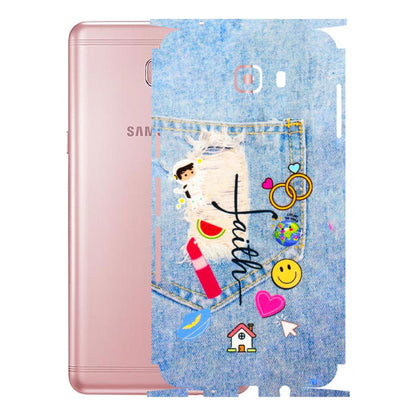 Samsung M/F/Note/Flip and C Phone Skins (All Models) - Denim Jeans Pocket - 3D Embossed Finish (L-134) Samsung Galaxy C9 Pro