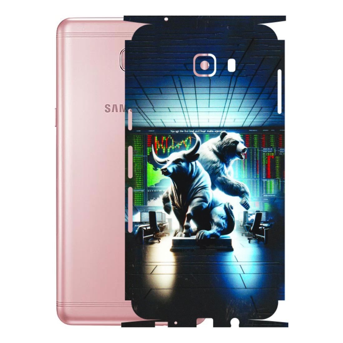 Samsung M/F/Note/Flip and C Phone Skins (All Models) - Stock Market Sensex Bear vs Bulls - 3D Embossed Finish (L-15) Samsung Galaxy C9 Pro