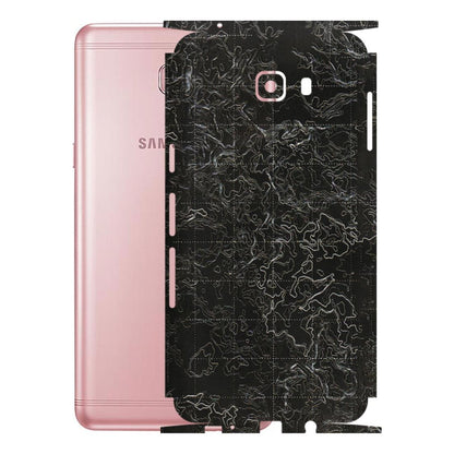 Samsung M/F/Note/Flip and C Phone Skins (All Models) - Black map Texture - 3D Embossed Finish (L-201) Samsung Galaxy C9 Pro