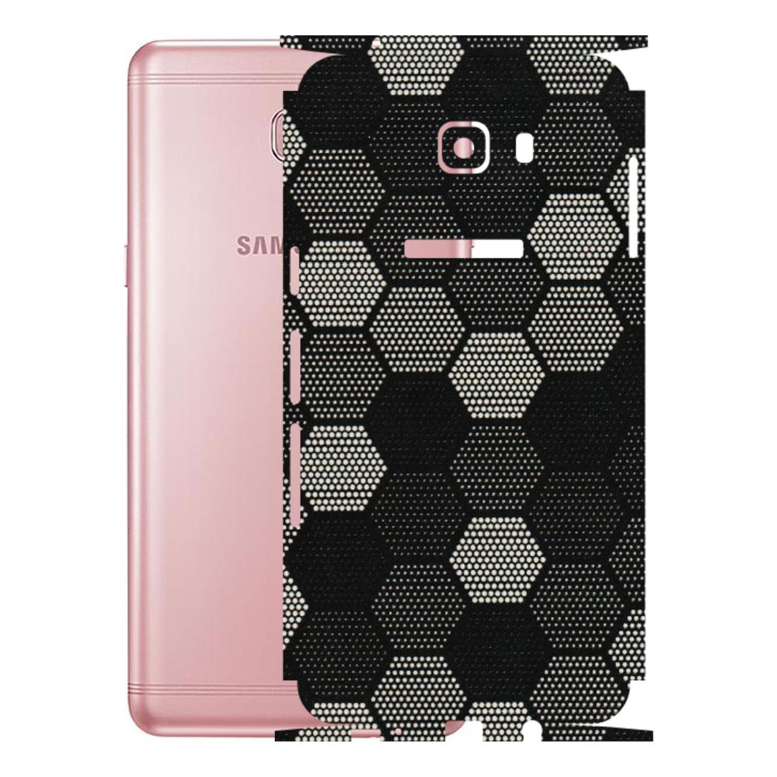 Samsung M/F/Note/Flip and C Phone Skins (All Models) - Black & White Dotted Honeycomb Texture - 3D Embossed Finish (L-202) Samsung Galaxy C9 Pro