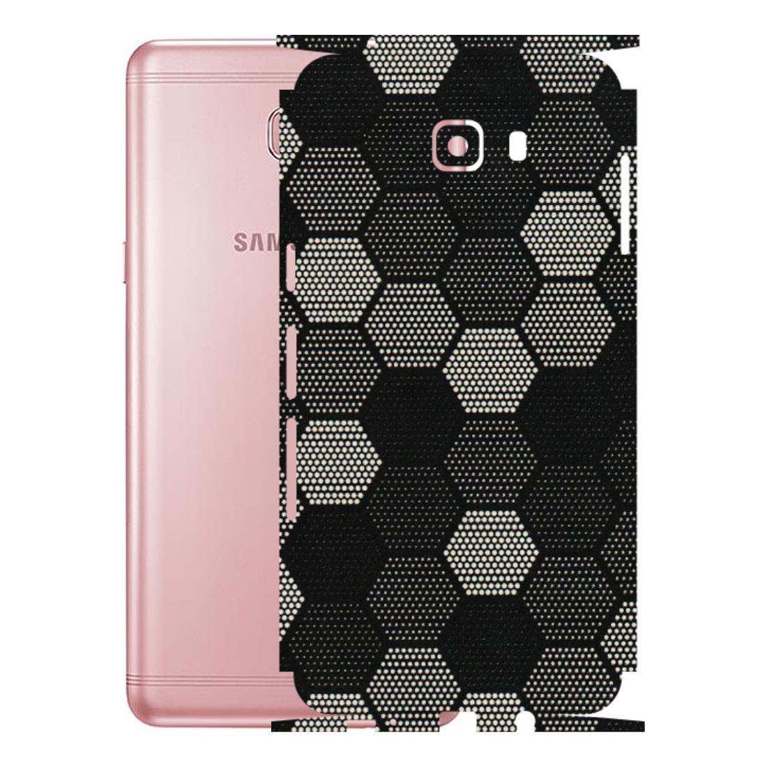 Samsung M/F/Note/Flip and C Phone Skins (All Models) - Black & White Dotted Honeycomb Texture - 3D Embossed Finish (L-202) Samsung Galaxy C9 Pro