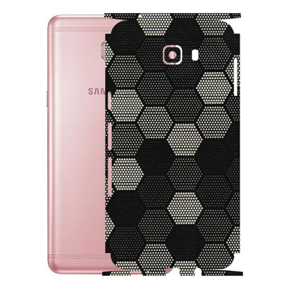 Samsung M/F/Note/Flip and C Phone Skins (All Models) - Black & White Dotted Honeycomb Texture - 3D Embossed Finish (L-202) Samsung Galaxy C9 Pro