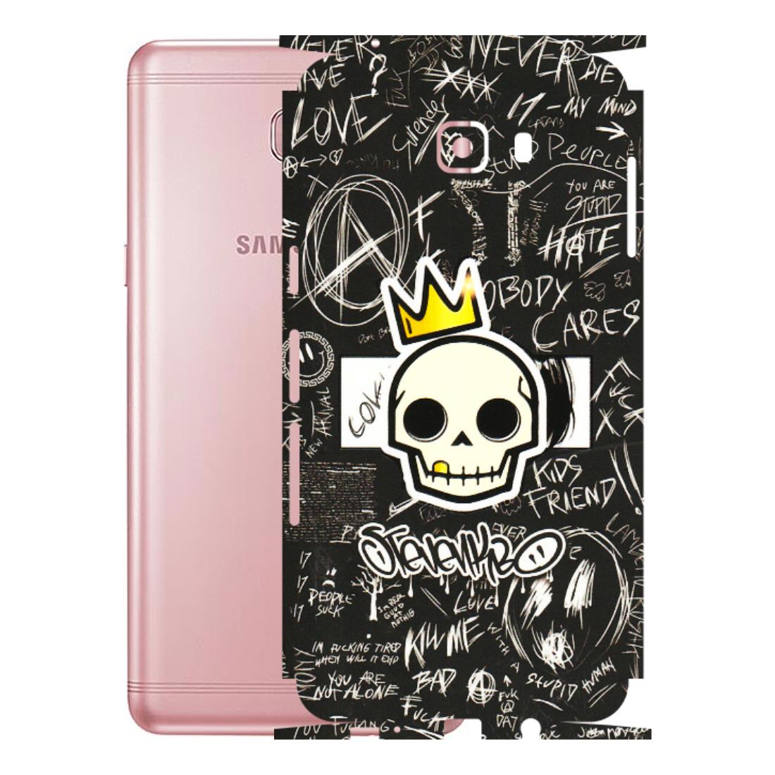 Samsung M/F/Note/Flip and C Phone Skins (All Models) - Funny Skull Black Chalk Grafitti - 3D Embossed Finish (L-22) Samsung Galaxy C9 Pro
