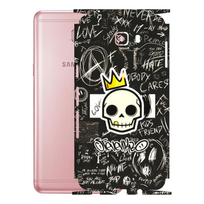 Samsung M/F/Note/Flip and C Phone Skins (All Models) - Funny Skull Black Chalk Grafitti - 3D Embossed Finish (L-22) Samsung Galaxy C9 Pro