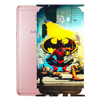 Samsung M/F/Note/Flip and C Phone Skins (All Models) - New Spiderman Bat Logo - 3D Embossed Finish (L-309) Samsung Galaxy C9 Pro