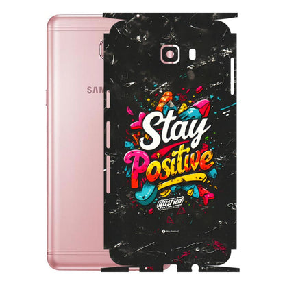 Samsung M/F/Note/Flip and C Phone Skins (All Models) - Stay Positive Black - 3D Embossed Finish (L-31) Samsung Galaxy C9 Pro