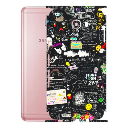 Samsung M/F/Note/Flip and C Phone Skins (All Models) - Black Creatives Doodles - 3D Embossed Finish (L-311) Samsung Galaxy C9 Pro