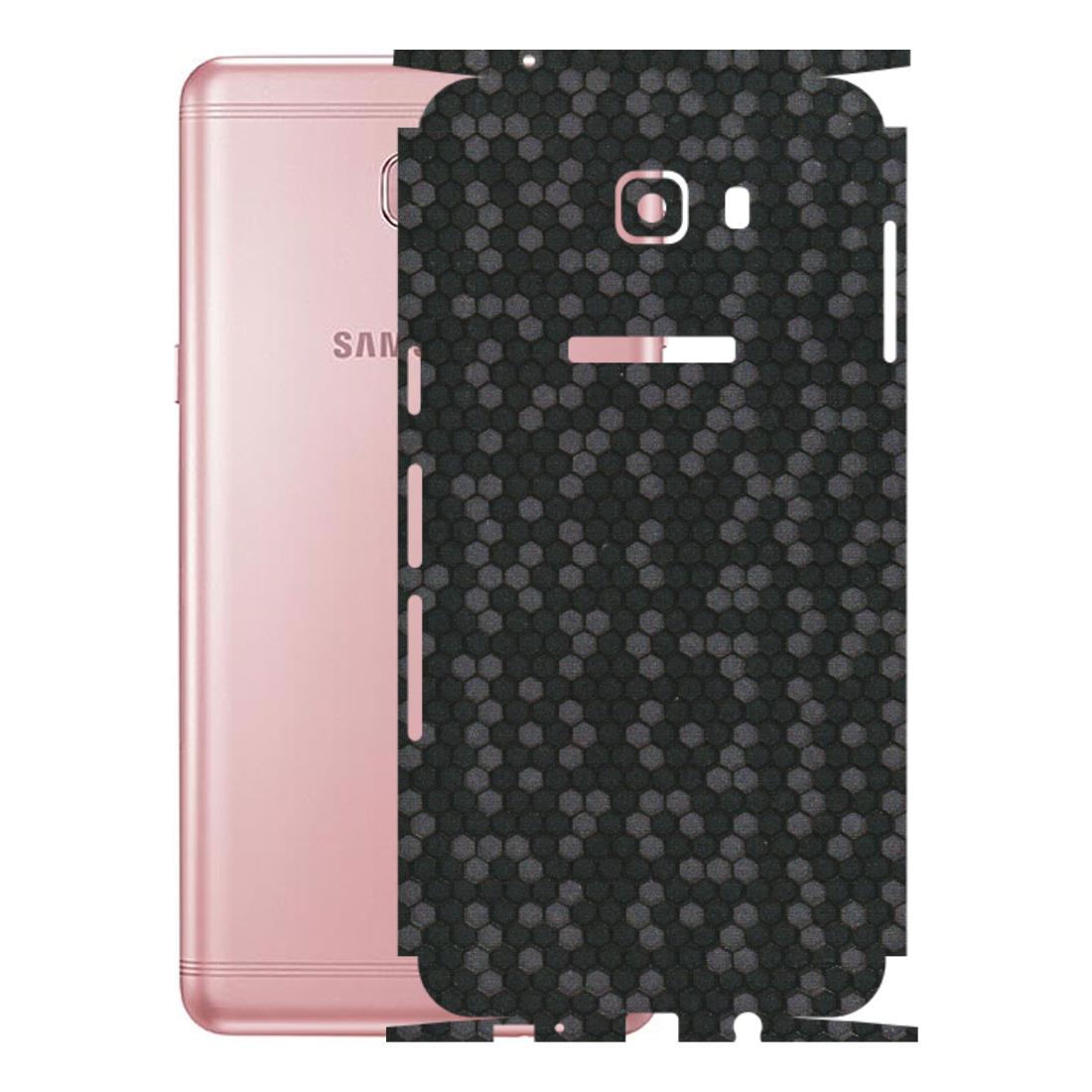 Samsung M/F/Note/Flip and C Phone Skins (All Models) - Black Grey Honeycomb Sober - 3D Embossed Finish (L-85) Samsung Galaxy C9 Pro