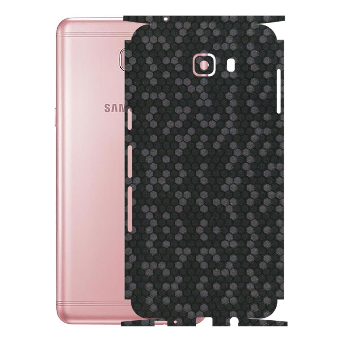 Samsung M/F/Note/Flip and C Phone Skins (All Models) - Black Grey Honeycomb Sober - 3D Embossed Finish (L-85) Samsung Galaxy C9 Pro