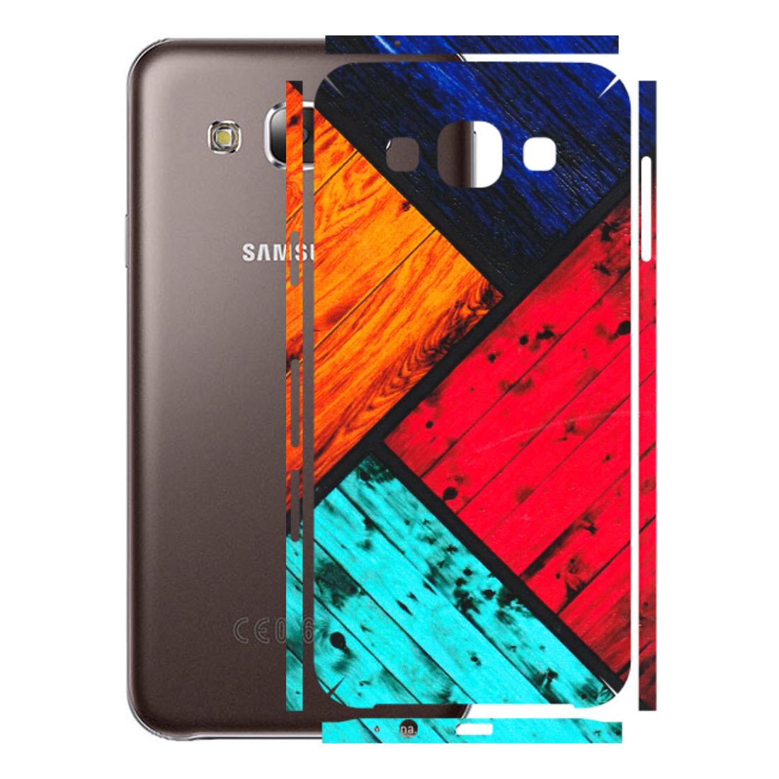 Samsung M/F/Note/Flip and C Phone Skins (All Models) - Colourful Wood Panels Abstract - 3D Embossed Finish (L-09) Samsung Galaxy E5