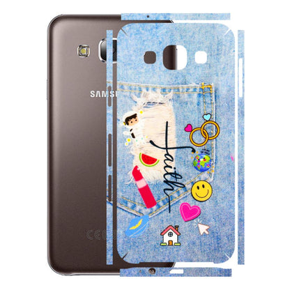 Samsung M/F/Note/Flip and C Phone Skins (All Models) - Denim Jeans Pocket - 3D Embossed Finish (L-134) Samsung Galaxy E5