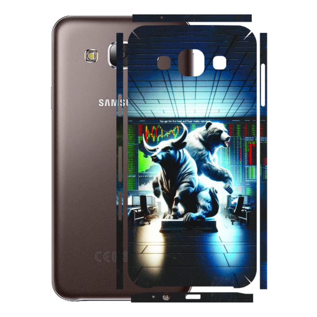Samsung M/F/Note/Flip and C Phone Skins (All Models) - Stock Market Sensex Bear vs Bulls - 3D Embossed Finish (L-15) Samsung Galaxy E5