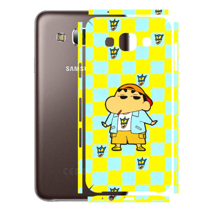 Samsung M/F/Note/Flip and C Phone Skins (All Models) - Yellow Blue Shinchan Cute - 3D Embossed Finish (L-221) Samsung Galaxy E5