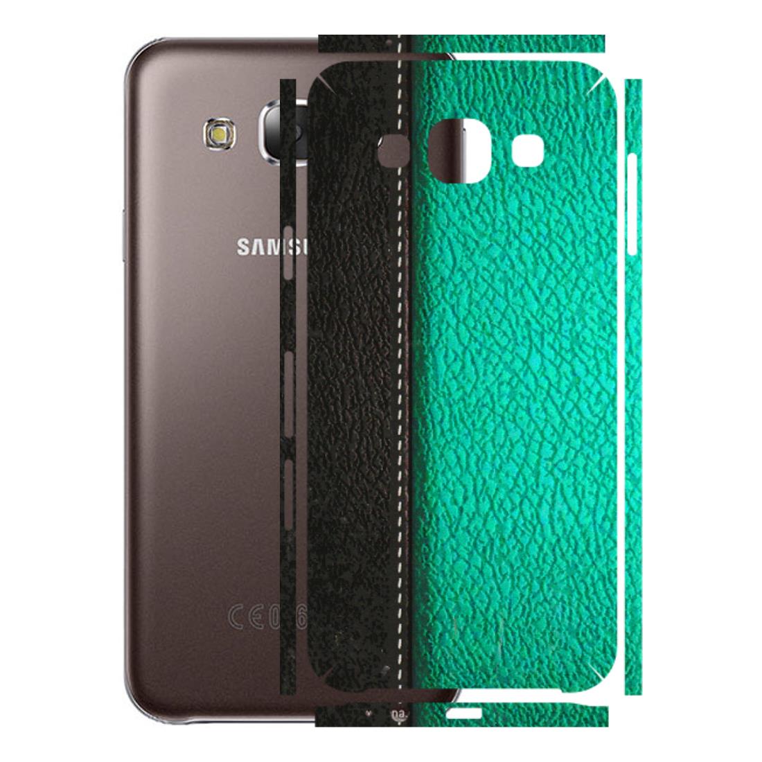 Samsung M/F/Note/Flip and C Phone Skins (All Models) - Black Green Dual Leather Stich - 3D Embossed Finish (L-233) Samsung Galaxy E5