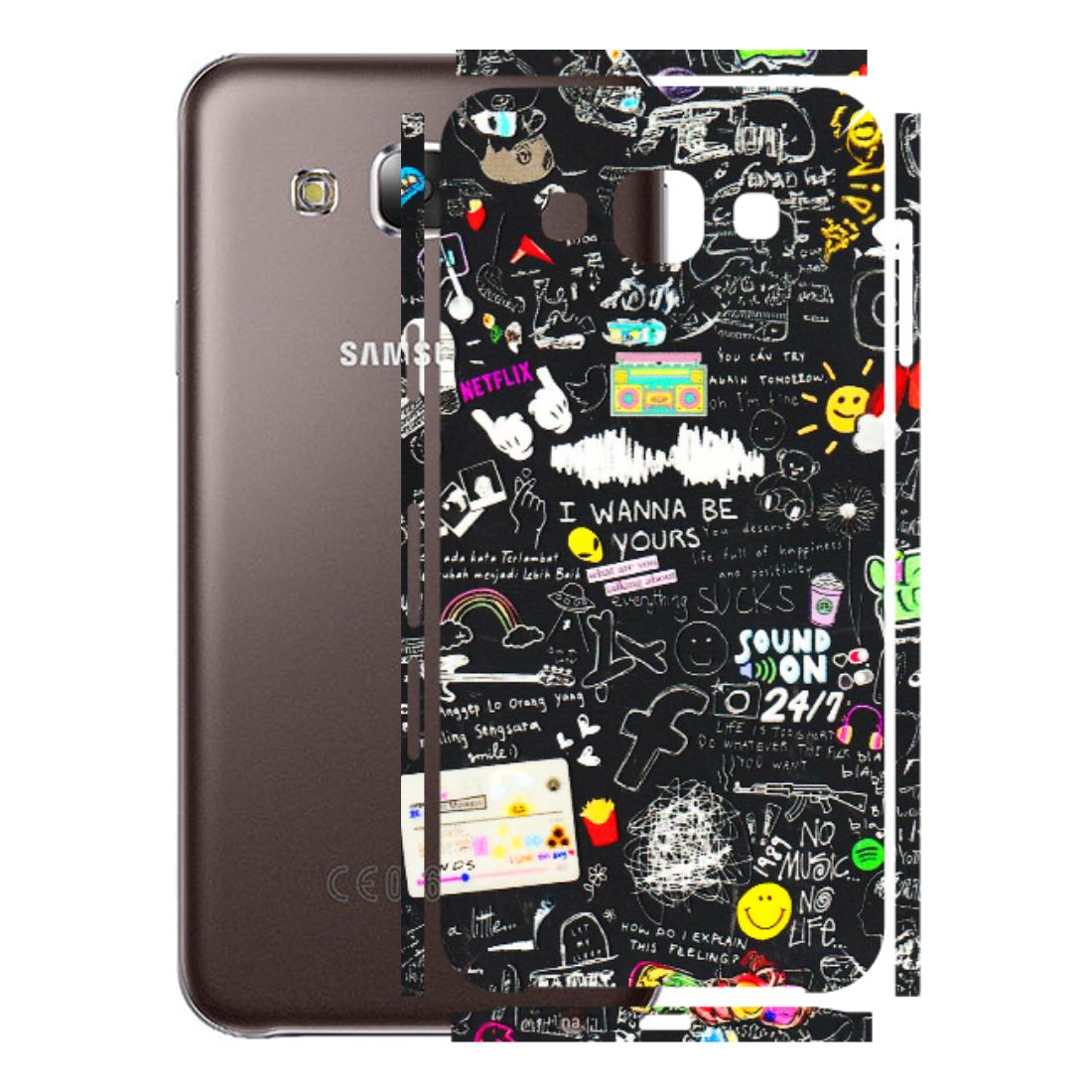 Samsung M/F/Note/Flip and C Phone Skins (All Models) - Black Creatives Doodles - 3D Embossed Finish (L-311) Samsung Galaxy E5