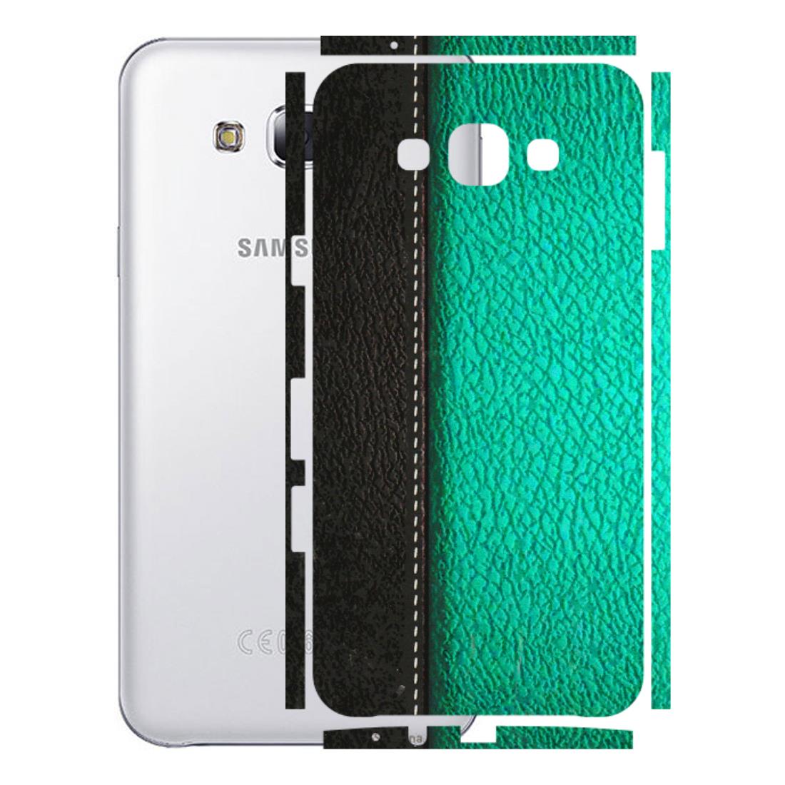 Samsung M/F/Note/Flip and C Phone Skins (All Models) - Black Green Dual Leather Stich - 3D Embossed Finish (L-233) Samsung Galaxy E7