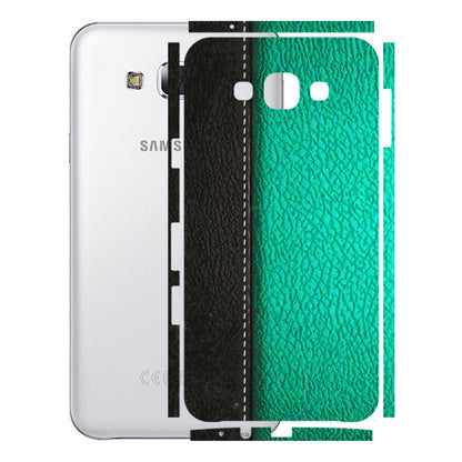 Samsung M/F/Note/Flip and C Phone Skins (All Models) - Black Green Dual Leather Stich - 3D Embossed Finish (L-233) Samsung Galaxy E7