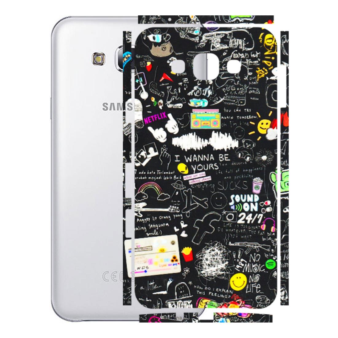 Samsung M/F/Note/Flip and C Phone Skins (All Models) - Black Creatives Doodles - 3D Embossed Finish (L-311) Samsung Galaxy E7