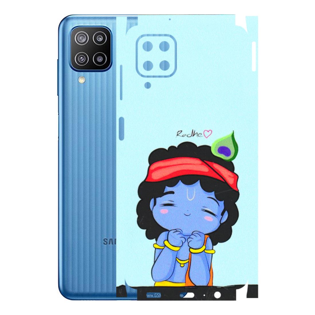 Samsung M/F/Note/Flip and C Phone Skins (All Models) - Radhe Radhe Cute Toon - 3D Embossed Finish (L-05) Samsung Galaxy F12