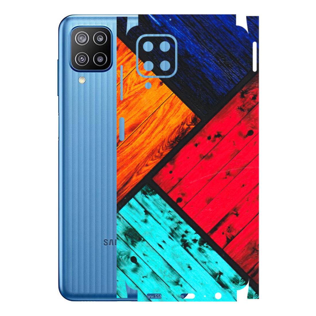 Samsung M/F/Note/Flip and C Phone Skins (All Models) - Colourful Wood Panels Abstract - 3D Embossed Finish (L-09) Samsung Galaxy F12