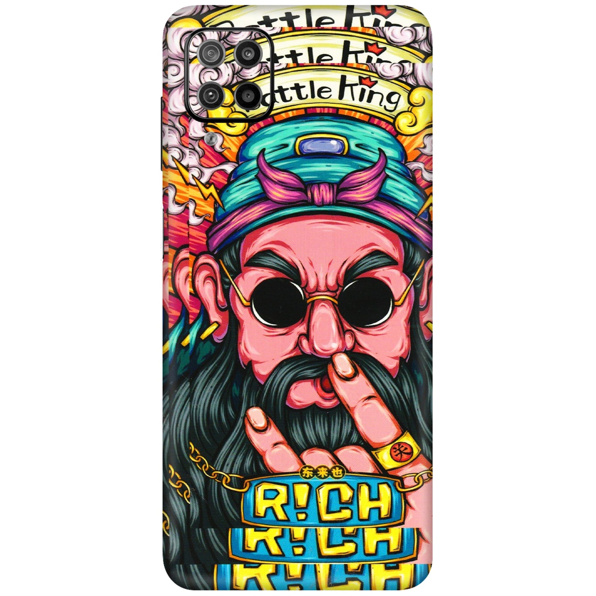 Samsung M/F/Note/Flip and C Phone Skins (All Models) - Battle King Dude Face - 3D Embossed Finish (L-178) Samsung Galaxy F12