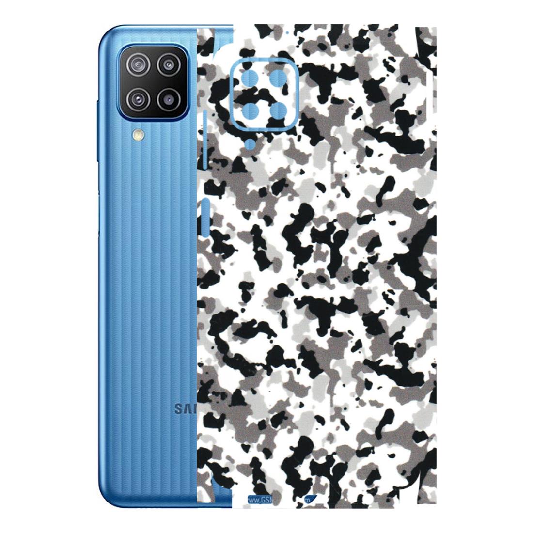 Samsung M/F/Note/Flip and C Phone Skins (All Models) - White Black Camouflage - 3D Embossed Finish (L-18) Samsung Galaxy F12