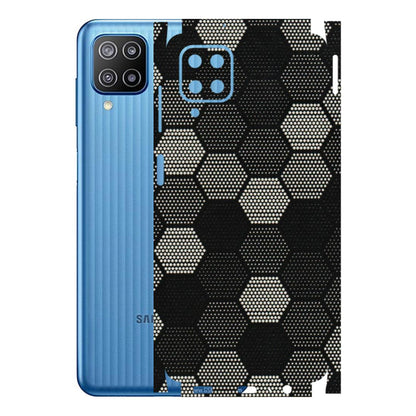 Samsung M/F/Note/Flip and C Phone Skins (All Models) - Black & White Dotted Honeycomb Texture - 3D Embossed Finish (L-202) Samsung Galaxy F12