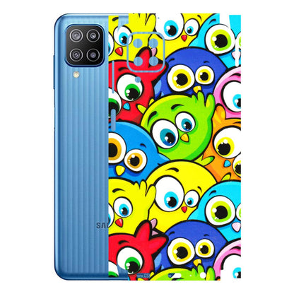 Samsung M/F/Note/Flip and C Phone Skins (All Models) - Cute Fluffy Birds - 3D Embossed Finish (L-213) Samsung Galaxy F12