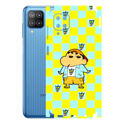 Samsung M/F/Note/Flip and C Phone Skins (All Models) - Yellow Blue Shinchan Cute - 3D Embossed Finish (L-221) Samsung Galaxy F12