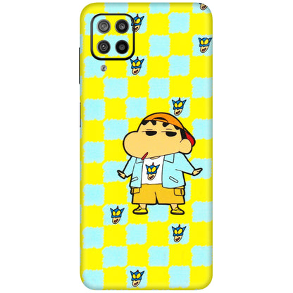 Samsung M/F/Note/Flip and C Phone Skins (All Models) - Yellow Blue Shinchan Cute - 3D Embossed Finish (L-221) Samsung Galaxy F12
