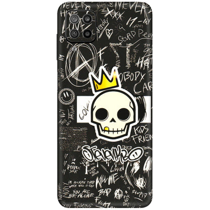 Samsung M/F/Note/Flip and C Phone Skins (All Models) - Funny Skull Black Chalk Grafitti - 3D Embossed Finish (L-22) Samsung Galaxy F12