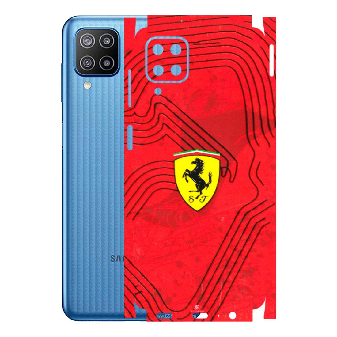 Samsung M/F/Note/Flip and C Phone Skins (All Models) - Red Ferrari Logo Stylish - 3D Embossed Finish (L-238) Samsung Galaxy F12