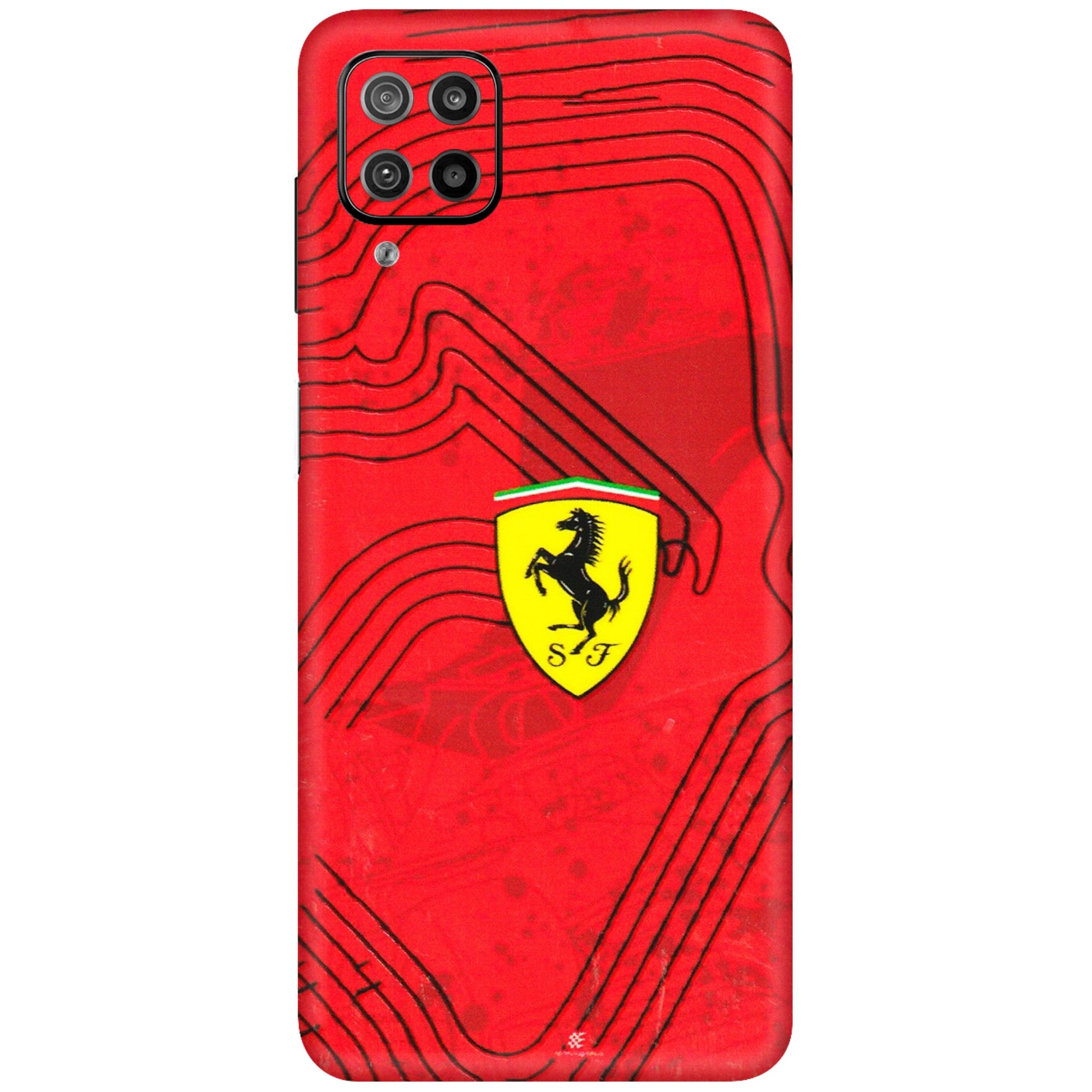 Samsung M/F/Note/Flip and C Phone Skins (All Models) - Red Ferrari Logo Stylish - 3D Embossed Finish (L-238) Samsung Galaxy F12