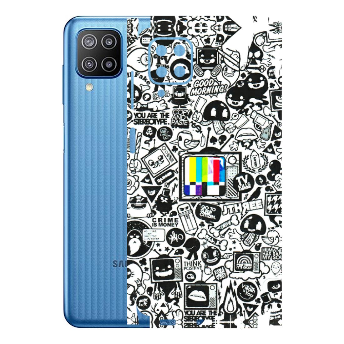 Samsung M/F/Note/Flip and C Phone Skins (All Models) - Doodles Positive Art - 3D Embossed Finish (L-263) Samsung Galaxy F12