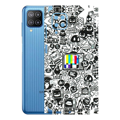 Samsung M/F/Note/Flip and C Phone Skins (All Models) - Doodles Positive Art - 3D Embossed Finish (L-263) Samsung Galaxy F12