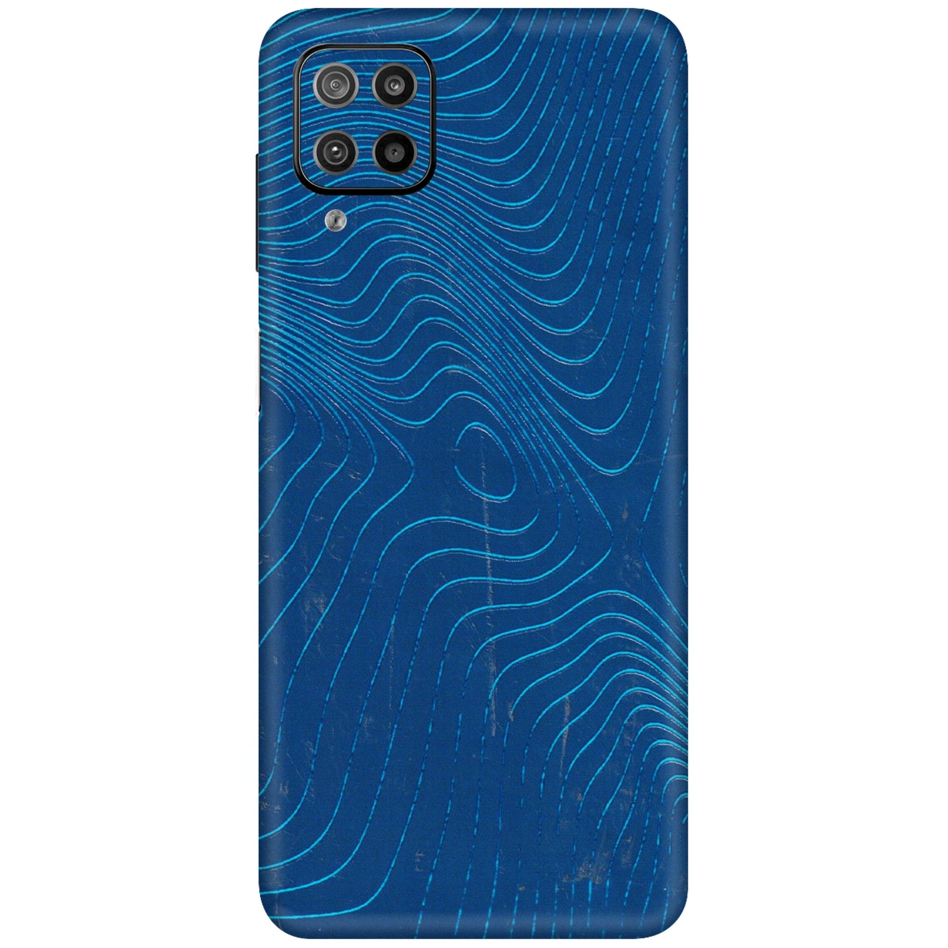 Samsung M/F/Note/Flip and C Phone Skins (All Models) - Abstract Blue Line Map - 3D Embossed Finish (L-272) Samsung Galaxy F12